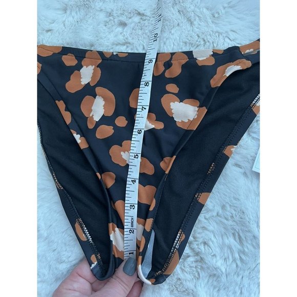 Shade & Shore Women's Size medium Black Brown Printed Bikini Bottoms New - Picture 9 of 9